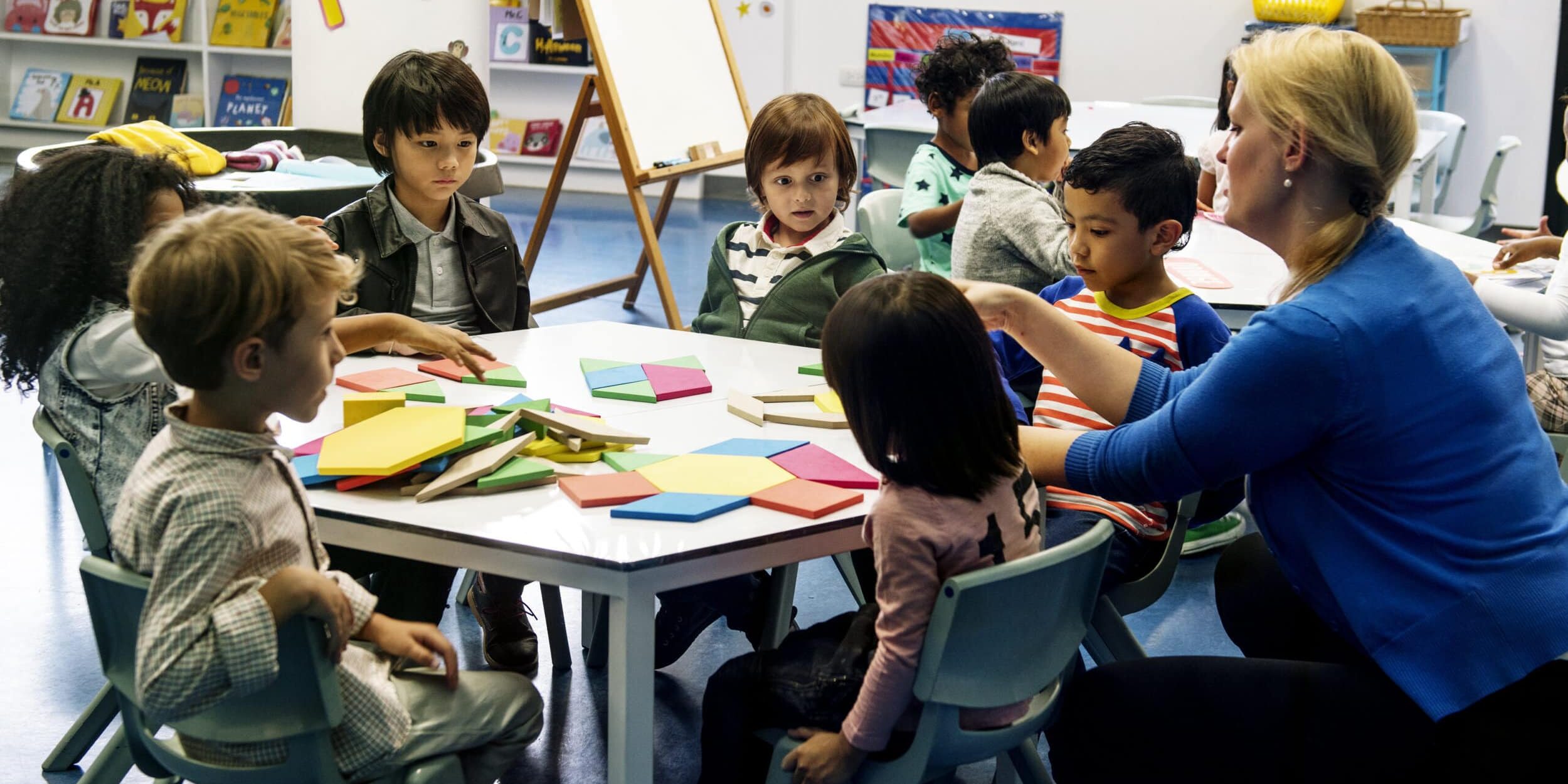 Group of diverse students at daycare