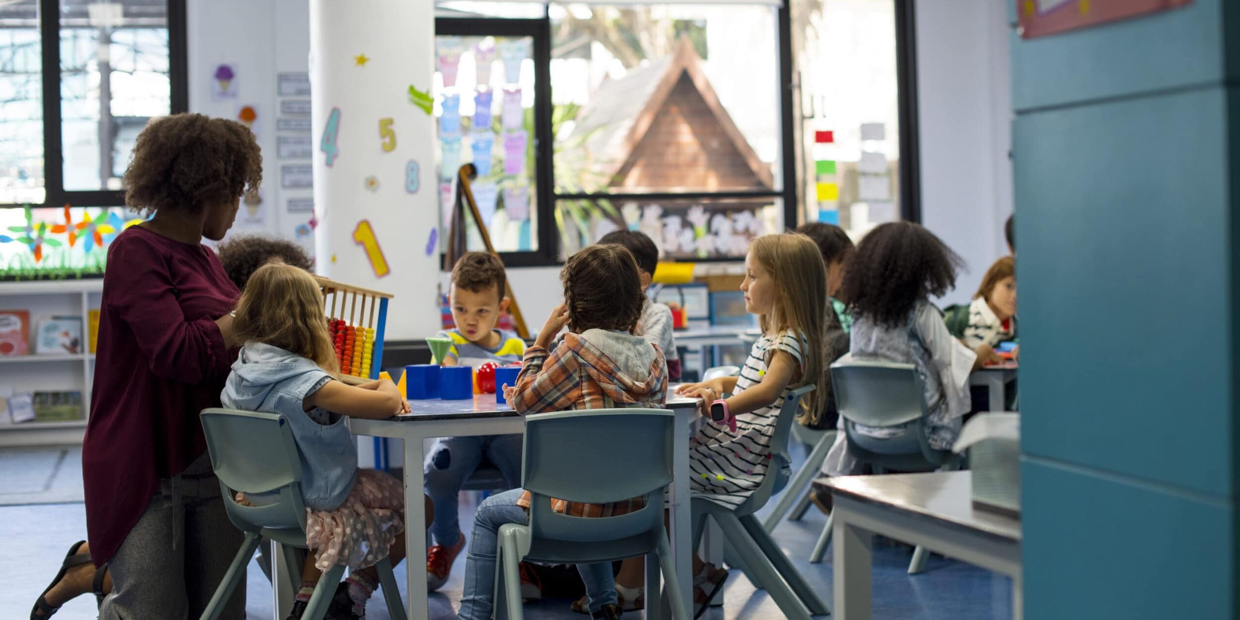 Group of diverse students at daycare
